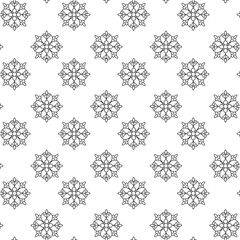 Elegant Black and White Floral Mandala Seamless Pattern | Vector Tile for Backgrounds & Textiles | Modern stylish abstract texture | Geometric floral seamless patterns | Simple illustrations
