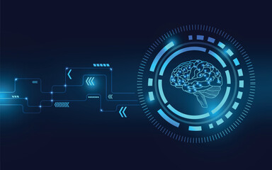 Futuristic AI Brain Interface in Digital Circuit Design