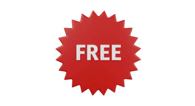 Red Starburst "FREE" Sticker on Transparent PNG Background , free, sticker, starburst, red, transparent, png, isolated, sale, discount, special offer, promotion