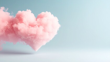 A fantastic scene with pastel colored heart clouds overlapping in the sky