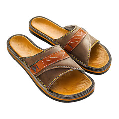 Trendy Slip On Beach Sandals With A Modern Design Isolated on Transparent Background