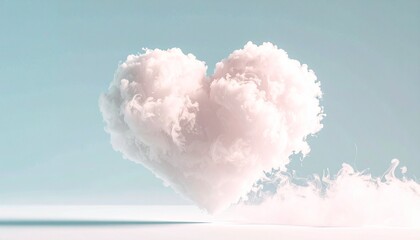A fantastic scene with pastel colored heart clouds overlapping in the sky