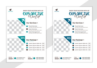 Creative flyer design and brochure cover page template for travel agency