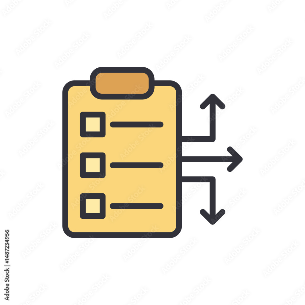 Poster icon representing task management with priorities and workflow options