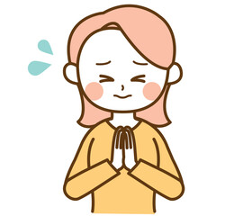 必死にお願い、謝っている女性のイラスト