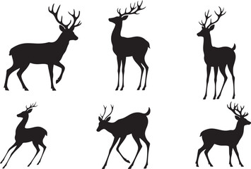Naklejka premium set of deer silhouettes 6 deer bundle