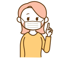 マスクをする女性のイラスト
