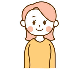 正面を向いて笑顔の女性のイラスト