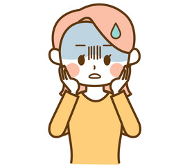 ショックを受けて青ざめている女性のイラスト