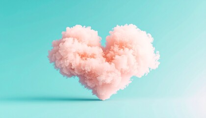 A fantastic scene with pastel colored heart clouds overlapping in the sky
