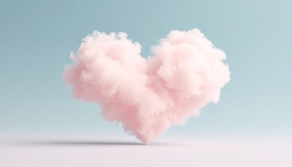 A fantastic scene with pastel colored heart clouds overlapping in the sky