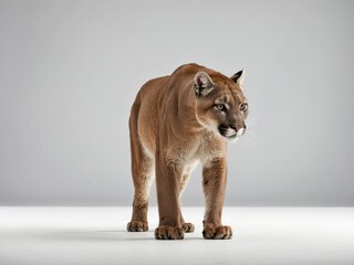 A full-body image of a puma standing and looking forward