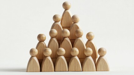 A stack of wooden people in a pyramid shape
