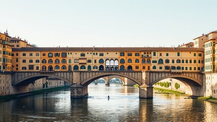 Obraz premium Ponte Vecchio Florence, Artistic Flat Style Illustration