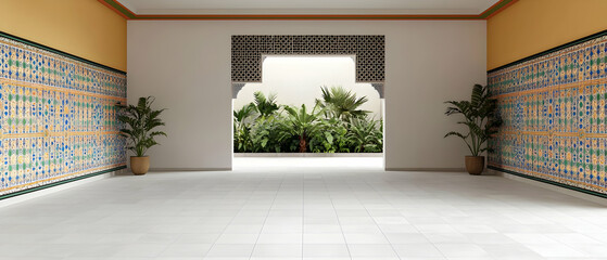 Interior Design With Archway And Garden View