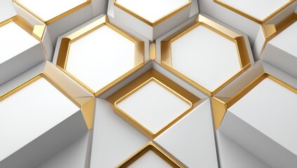 3D smart LED panel with angular white and gold LED grid layout, creating a contemporary design.