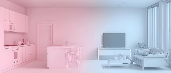 Modern Minimalist Interior Design Kitchen Living Room