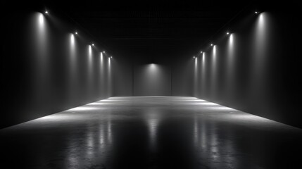 Fototapeta premium Empty dark hall with spotlights