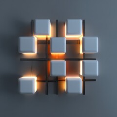 3D LED panel with square light segments, enhancing the digital space with clean lines and minimalism.