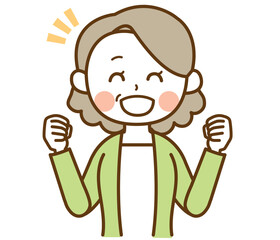 嬉しそうにしているおばさん、おばあさん、高齢女性のイラスト
