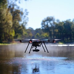 Real-time water quality monitoring via drones using drones equipped with water sensors to collect real-time water quality data, enabling faster responses to pollution and contamination events.