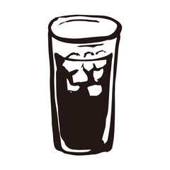 アイスコーヒー　珈琲 カフェ　線画 イラスト