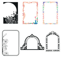 Collection of decorative borders and frames for design projects