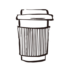 テイクアウト ホットコーヒー　珈琲 カフェ　線画 イラスト