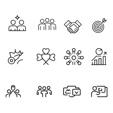 A set of business icon with black silhouette on white background