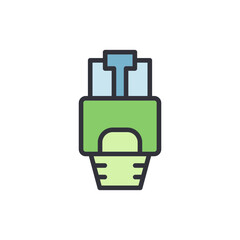 Stylized Illustration Of An Ethernet Connector On Transparent Background