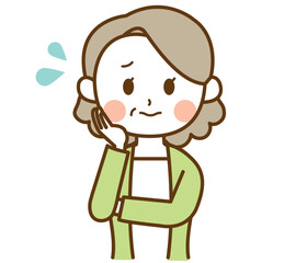 心配しているおばさん、おばあさん、高齢女性のイラスト