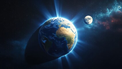 Obraz premium Earth and Moon in Space