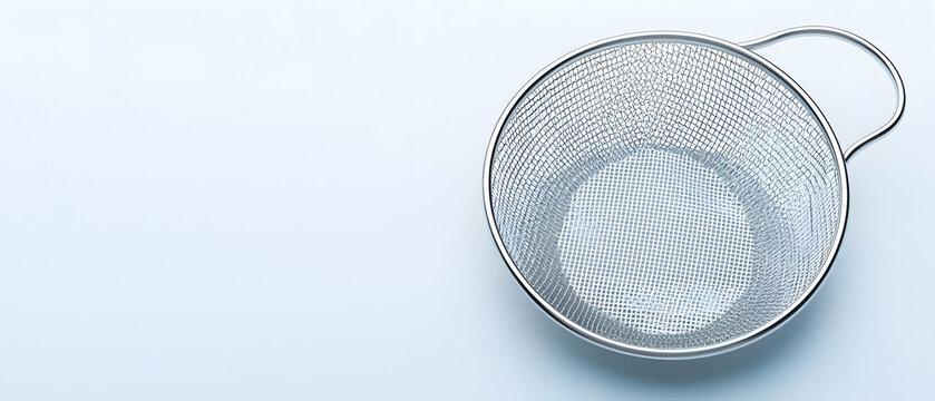 Round Metal Colander On White Background