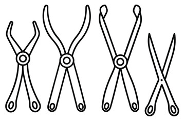 Forceps Help During Operation Line art