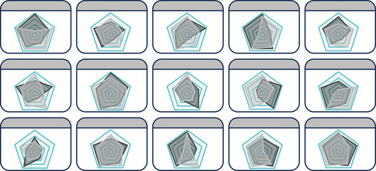 レーダーチャートのグラフィック素材イラストセット