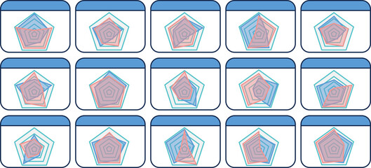 レーダーチャートのグラフィック素材イラストセット