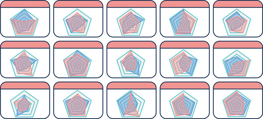 レーダーチャートのグラフィック素材イラストセット