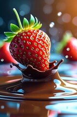 Strawberry on chocolate splash
