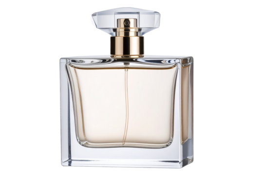 Realistic crystal perfume bottle isolated on a transparent background