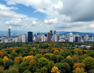 a time lapse of urban sprawl overtaking natural landscapes, forests shrinking frame by frame as skyscrapers multiply.