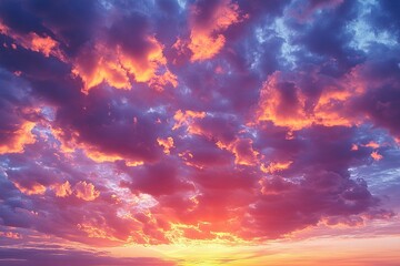 Fototapeta premium Fiery sunset paints clouds in vibrant hues