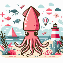 squid vector illustration