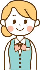 正面を向いて笑顔の受付スタッフの女性のイラスト