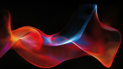 Fototapeta premium Colorful abstract lines gracefully flowing across a dark black background