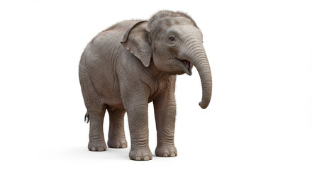 Obraz premium A charming baby elephant on an isolated plain backdrop brings gentle majesty and wonder to the forefront, capturing the essence of nature's innocence