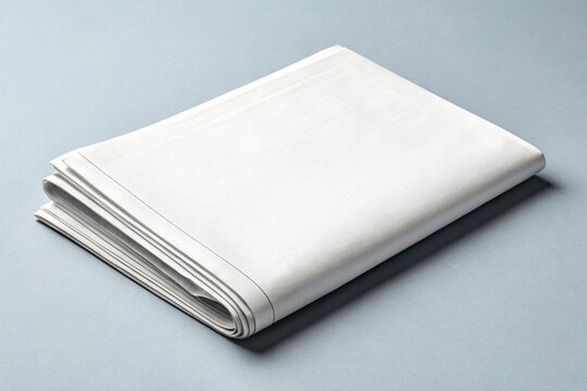 Folded newspaper stack on a gray background
