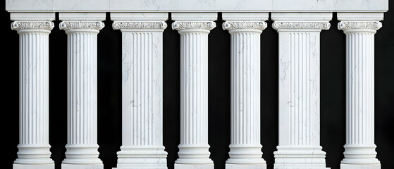 White Columns In Rows On Black Background