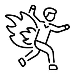 A line style icon of man burning