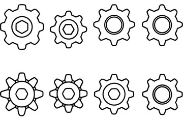Gear Bolt Industrial Line Art