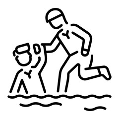 A linear style icon of water rescue